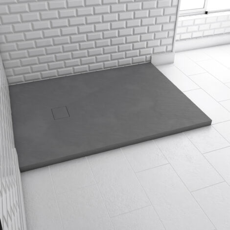 receveur à poser en matériaux composite smc - finition ardoise gris - 90x120cm - rock 2 grey 90
