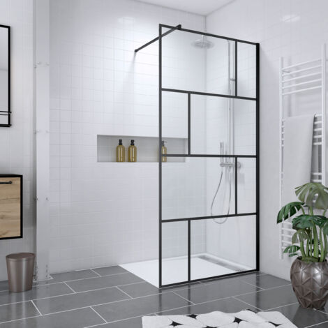 pack paroi de douche 100x195 cm + receveur en acrylique blanc effet pierre 100x80 (1/4)