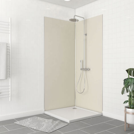 pack 2 panneaux muraux ivoire 90x210cm avec profilés chrome - wall'it (1/5)