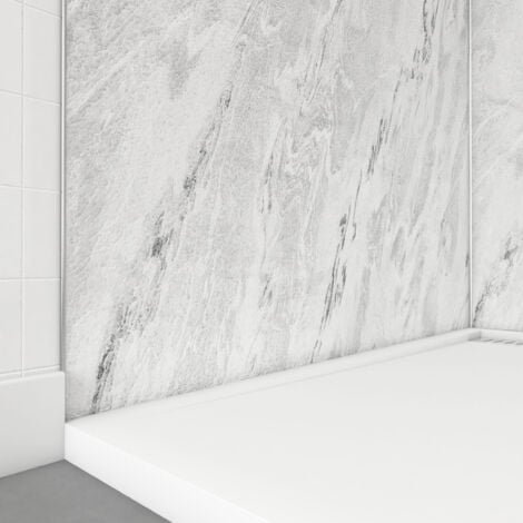 pack de 2 panneaux muraux pierre artic storm 90+120x210 cm avec profilés anodise brillant - stone'it