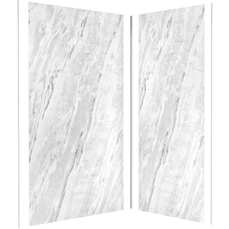 pack de 2 panneaux muraux pierre artic storm 90+120x210 cm avec profilés anodise brillant - stone'it