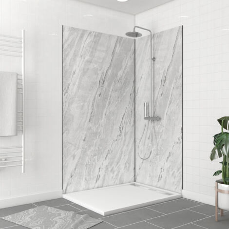 pack de 2 panneaux muraux pierre artic storm 90+120x210 cm avec profilés noir mat - stone'it