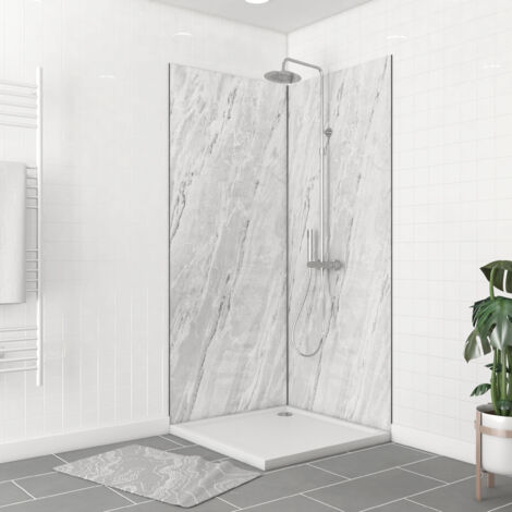 pack de 2 panneaux muraux pierre artic storm 90+90x210 cm avec profilés noir mat - stone'it (1/5)