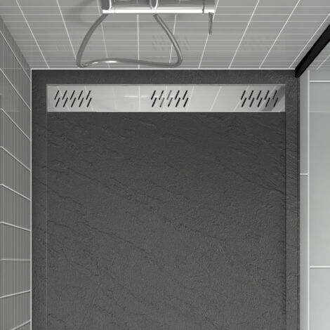 grille linéaire en aluminium finition chrome pour receveur - 69.5x11x0.2cm - grid line chrome