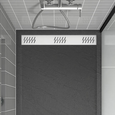 grille linéaire en aluminium blanc mat pour receveur - 69.5x11x0.2cm