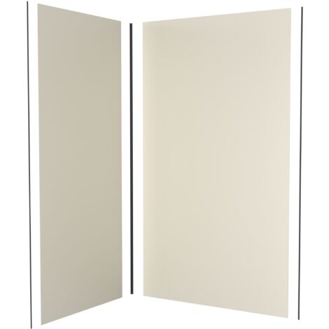 LOT de 2 Panneaux Muraux Aluminium IVOIRE 90+120x210 cm avec Profilés NOIR MAT - WALL'IT