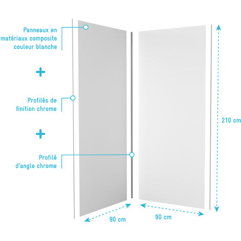 Pack 2 Panneaux Muraux en Aluminium Blanc 90x210 cm + Profilés Finition et  Angle Or Doré Brossé - Aurlane