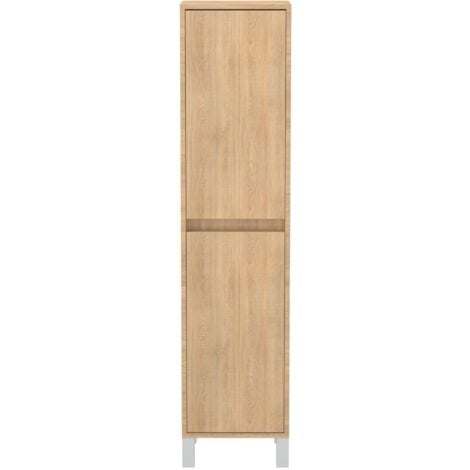 Colonne de rangement Chêne Clair sur Pieds - Hauteur 160 cm - 2 Portes - XENOS