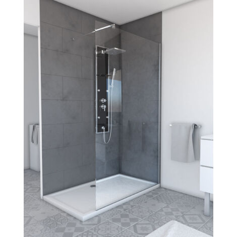 paroi de douche à l'italienne freedom 2 thin transparent 120 - 120x200cm verre transparent 6mm