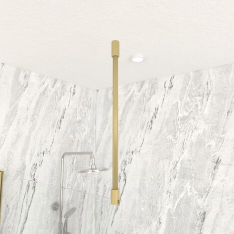 barre de fixation plafond recoupable finition or dore brosse pour paroi de douche freedom 2 gold