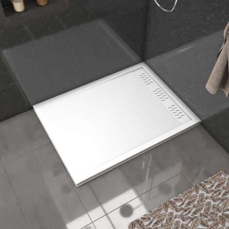 receveur en acrylique blanc 90x120x4 cm + grilles linéaires chrome et blanche mate (1/5)