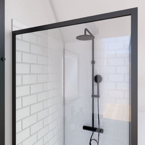 Retour pour Paroi pour douche - 80x200 cm - PROFILE NOIR MAT - verre transparent 6mm