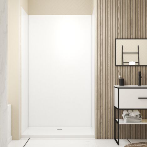 pack de 3 panneaux muraux aluminium blanc 90+120+90x210 cm avec profilés chrome- wall'it