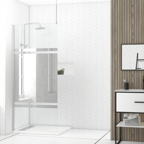 paroi de douche 90x200cm miroir - profilé + barre plafond finition chrome - freedom 2 mirror (1/5)