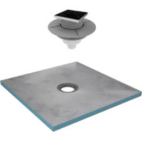 receveur de douche à carreler 90x90 cm avec bondes à sortie verticale - grille noire