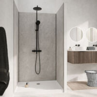 pack 3 panneaux muraux pierre light grey 90+120+90 x 210cm et profilés chrome - stone'it