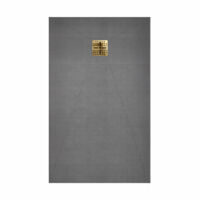receveur de douche à carreler 120x90cm avec bonde à sortie verticale - grille finition or brossé