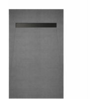 receveur de douche à carreler 160x80 cm avec bonde écoulement linéaire - grille finition noire