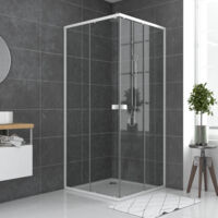 porte de douche carrée blanc extensible 77 à 90cm de largeur - verre transparent - whity