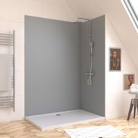 pack 2 panneaux muraux en aluminium silver 120+90x210 cm + profilés chrome