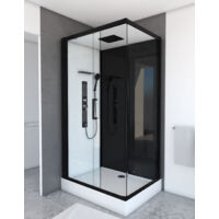 cabine de douche 110x80x215cm - verre trempé - mitigeur chrome - duality 3 rectangle