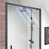 Paroi porte de douche a porte pivotante - dim: 80x200cm - PROFILE NOIR MAT - verre transparent 6mm