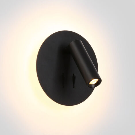 ALPINALUZ Aplique de Luz Moderno Diseño con Foco Lectura y Luz Ambiental Aluminio Blanco Doble Luz con Interruptor 3W+6W LED Chip Cree Luz C'alida 3000K