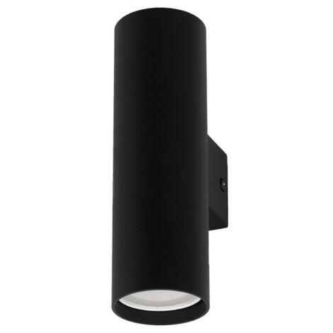 ALPINALUZ Aplique de Pared Aluminio Negro Moderno Cilindro con Dos Casquillos GU10 Luz Arriba y Abajo para Pasillo Salón