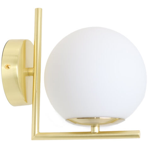 ALPINALUZ Aplique de Pared de Diseño Nórdico con Bola de Cristal "ESFERA"- Casquillo Portalámpara E27 G45 Dorado