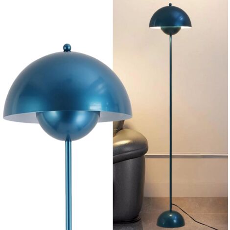 ALPINALUZ Lámpara de Pie de Diseño Nórdico Clásico on Pantalla y base Parabólica Casquillo E27 para Salón Comedor Dormitorio Azul Marino