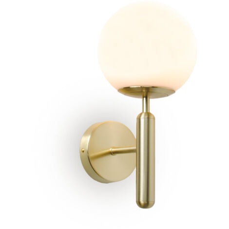 ALPINALUZ Aplique de Pared de Diseño Nórdico con Bola de Cristal "DORA"- Casquillo Portalámparas E27 G45 Dorado