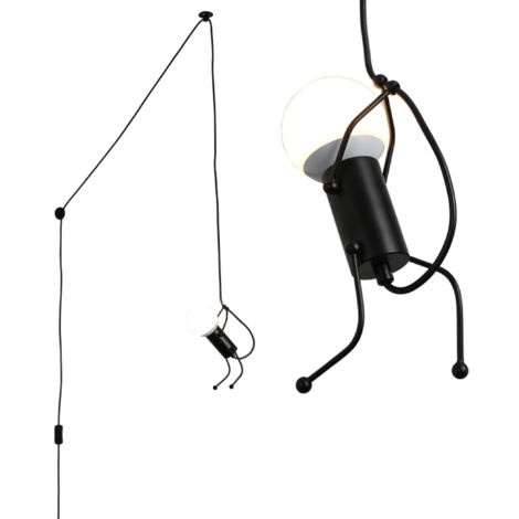 ALPINALUZ Lámpara Colgante de Techo Muñeco Negro Moderno Juvenil con Cable y Enchufe "FORMIGA" negro (1/5)