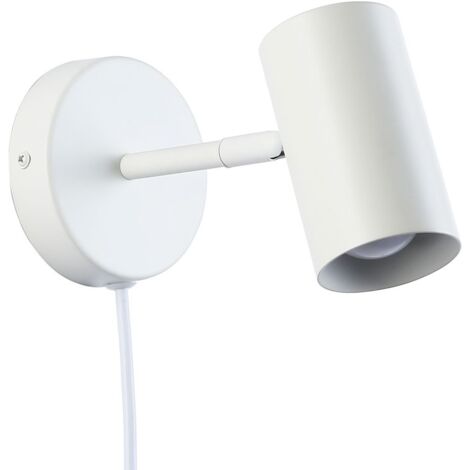 ALPINALUZ Aplique Lámpara de Pared Aluminio Blanco Foco Orientable con Cable y Enchufe E27 para Dormitorio, Sala de Estudio,Mesita de Noche