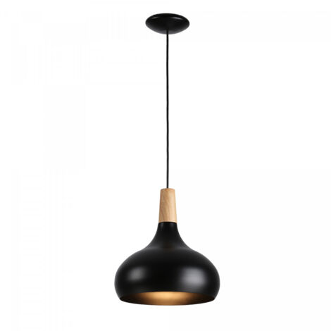 ALPINALUZ Lámpara colgante de metal y madera estilo nórdico"LOLA" para salón y comedor E27 Ø26cm (1/5)