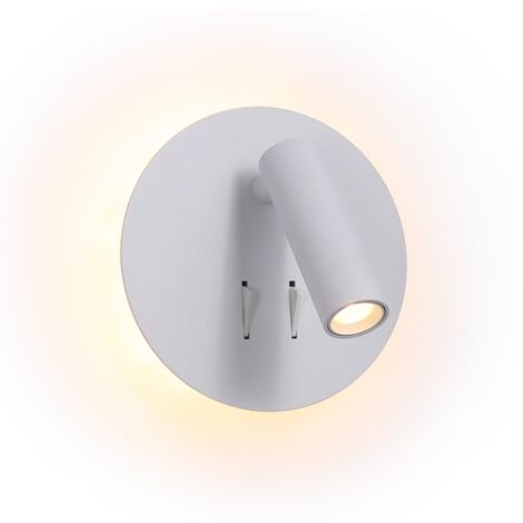 ALPINALUZ Aplique de Luz Moderno Diseño con Foco Lectura y Luz Ambiental Aluminio Blanco Doble Luz con Interruptor 3W+6W LED Chip Cree Luz C'alida 3000K