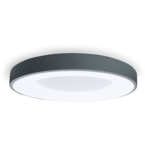ALPINALUZ Plafón LED Lámpara Techo Pared de Diseño 40W Circular Metal Gris Ø50 cm 3000K-4000K-6000K Seleccionable 5000lm CRI 85 No Parpadeo