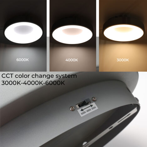 Alpinaluz LED-Plafondlamp 36W 40cm - Dimbaar Met CCT Kleurkeuze 3000K/4000K/6000K, Rond Wit Metaal Design