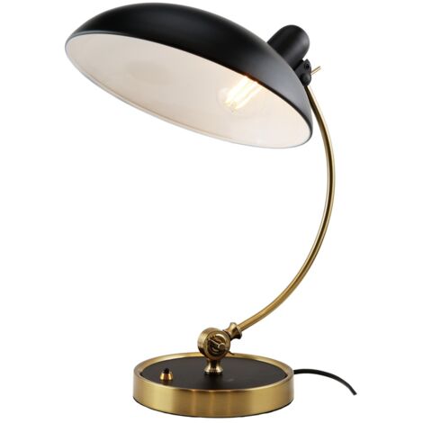 ALPINALUZ Lámpara de Mesa "BOFA" Latón y Negro- Inspirada en Fritz Hansen Kaiser Idell 663, E27. (1/5)