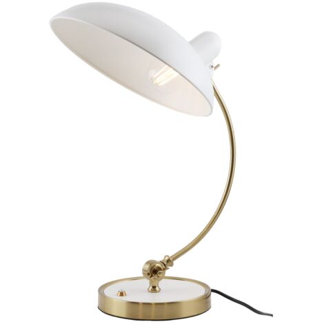ALPINALUZ Lámpara de Mesa "BOFA" Latón y Blanco - Inspirada en Fritz Hansen Kaiser Idell 663, E27. (1/5)