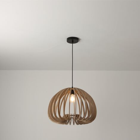 ALPINALUZ Lámpara de techo colgante grande de madera natural contemporánea estilo retro vintage para cocina, sala y recámara Ø45 cm (1/5)