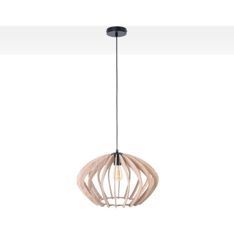 ALPINALUZ Lámpara de techo colgante grande de madera natural contemporánea estilo retro vintage para cocina, mesita de noche, sala y recámara Ø48 cm (1/5)