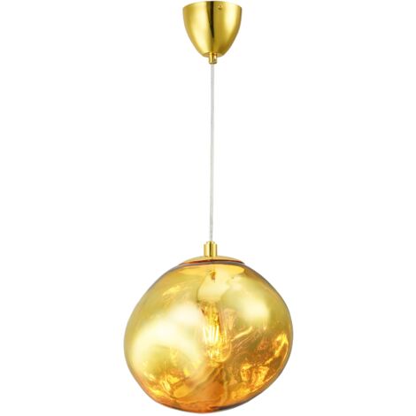 ALPINALUZ  Lámpara Colgante Diseño Moderno con Pantalla de Cristal Metalizado Rosa Irregular Casquillo E27 "Melti"D280mm