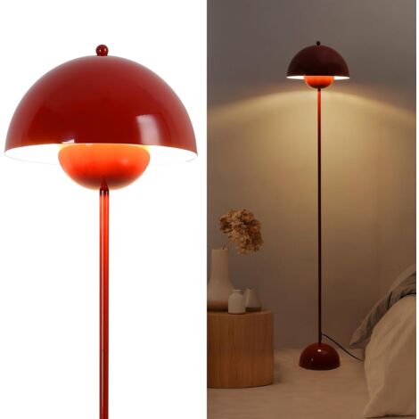 ALPINALUZ Lámpara de Pie de Diseño Nórdico Clásico on Pantalla y base Parabólica Casquillo E27 para Salón Comedor Dormitorio Rojo