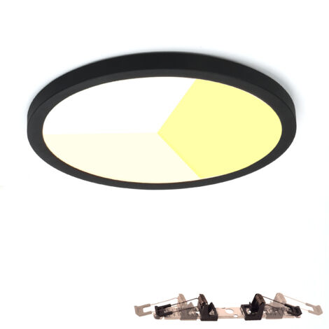 Plafón LED circular Ø300mm 24W IP44 negro CCT (1/5)
