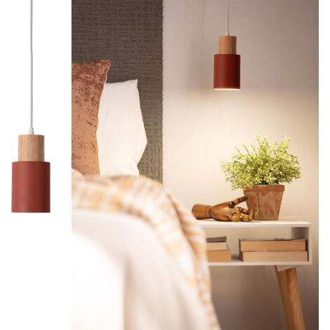 Lámpara colgante KIRA metal marrón madera E27 (1/5)