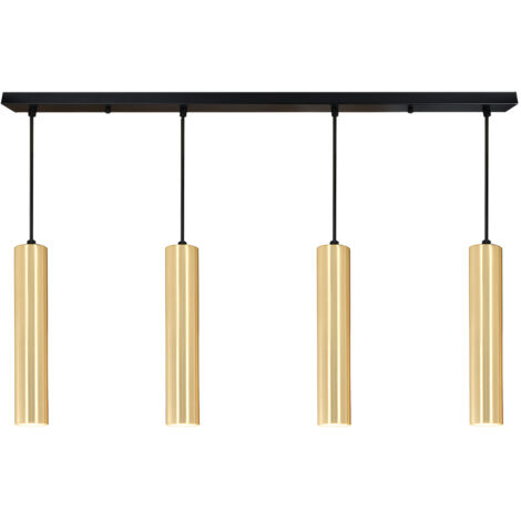 Lámpara colgante cuádruple lineal tubos 30cm GU10 dorado (1/5)