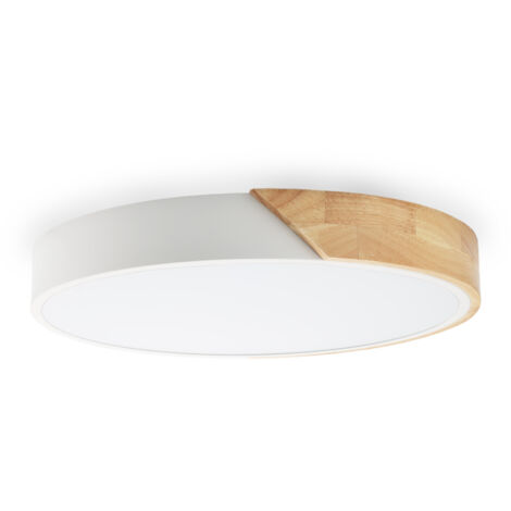 ALPINALUZ Plafón LED Circular Metal con Madera Natural Ø40cm 3000K-4000K-6000K 30W