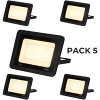 ALPINALUZ Pack de 5 Focos Proyectores LED Exterior IP65 Impermeable 50W 4750Lm 3000K Luz Cálida para Casa, Garaje, Patio, Terraza, Campo