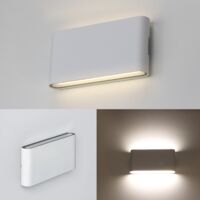 ALPINALUZ Aplique LED 12W "SAFATA" IP54 para exterior/interior, diseño rectangular en aluminio blanco, iluminación arriba y abajo, 4000K Blanco neutro