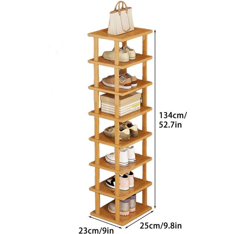 WENKO Étagère à Chaussures En Bois Massif Noyer – Rangement Modulable 2 Niveaux, Jusqu'à 6 Paires, Design Scandinave Élégant, Empilable Et Intemporel